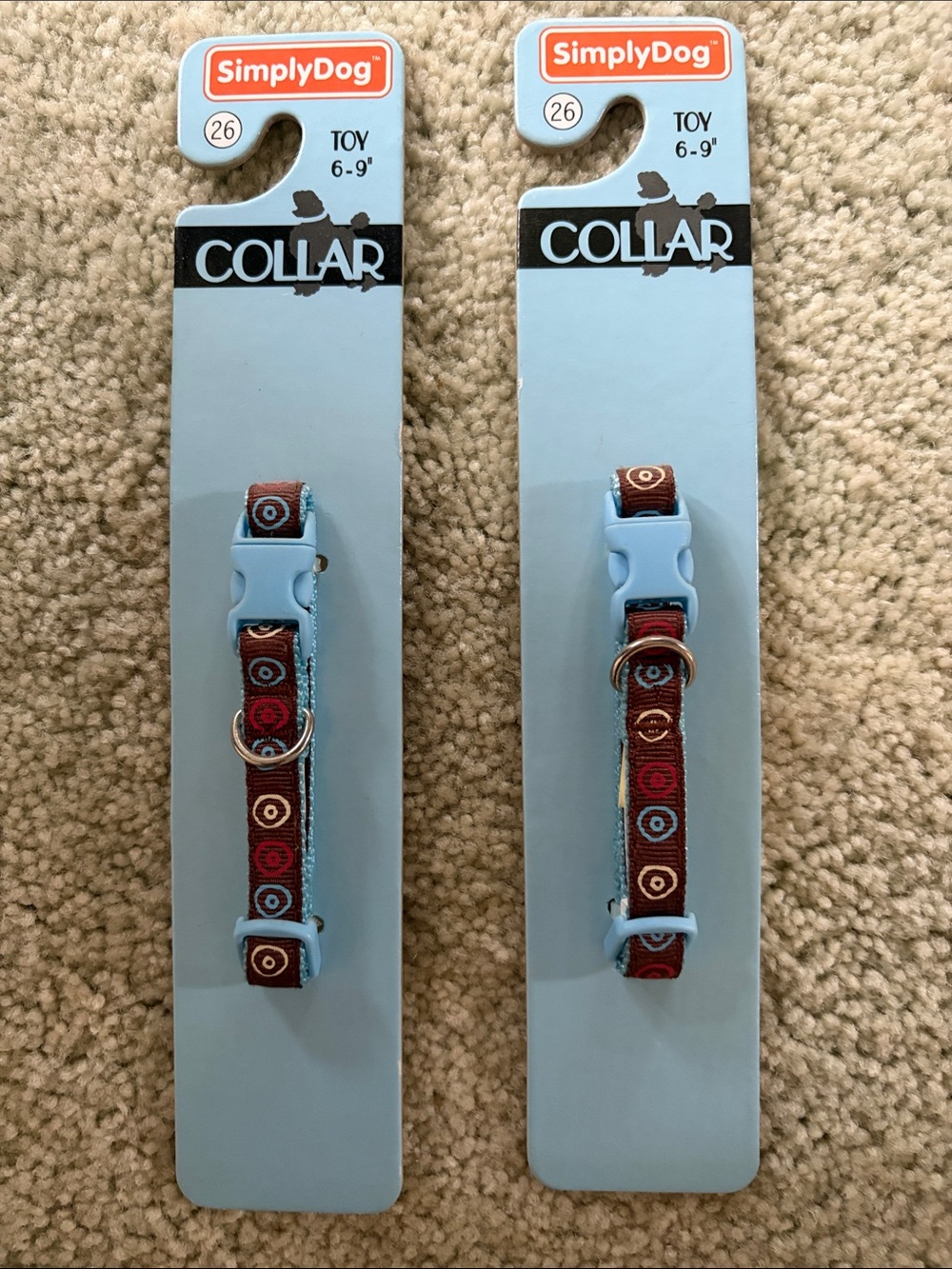 New- in original packaging - Dog (toy size) Collars in Brown with Blue Accents